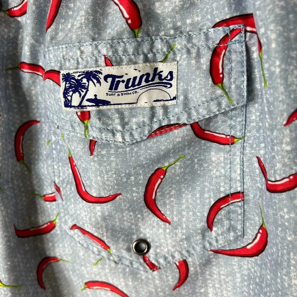 Trunks Surf & Swim Co. Swim Shorts Mens Size L/G Blue Red Hot Chili Pepper